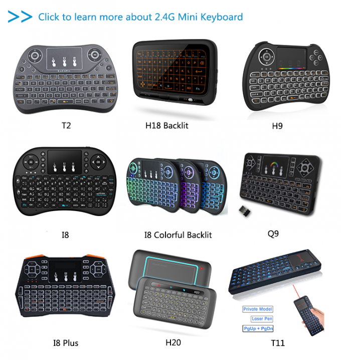 Le meilleur clavier programmable sans fil d'usb de la qualité T18+ 2.4Ghz de Topleo mini avec la souris WheelSpecification